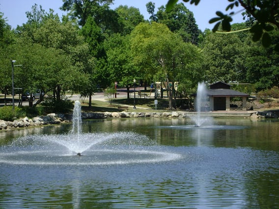 view of fountains in water