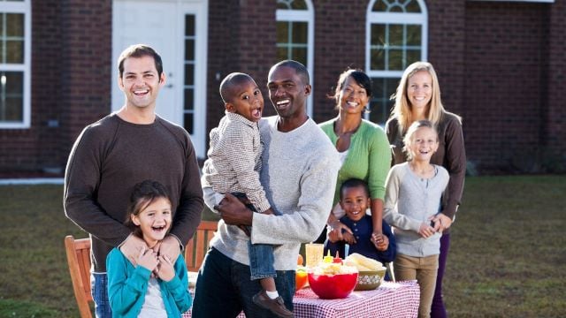 happy neighbors standing outside