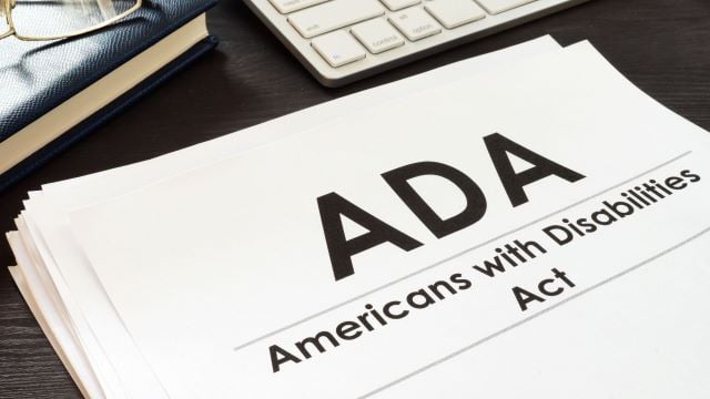 copy of paperwork that shows the americans with disabilities act (ADA)