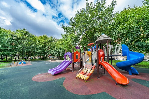 playground with colorful slides